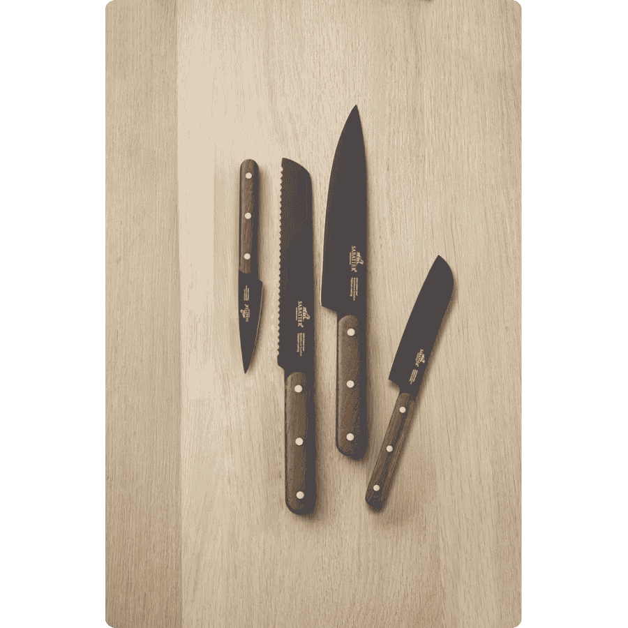 Lion Sabatier Knivsæt Phenix Walnut 4 dele Sort/valnøddetræ